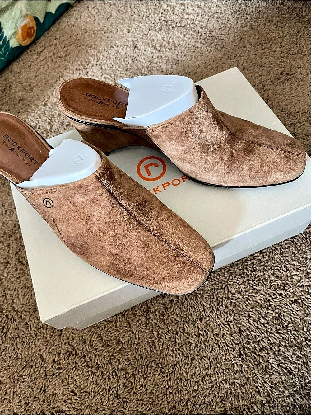 Rockport Suede Wedge Mules